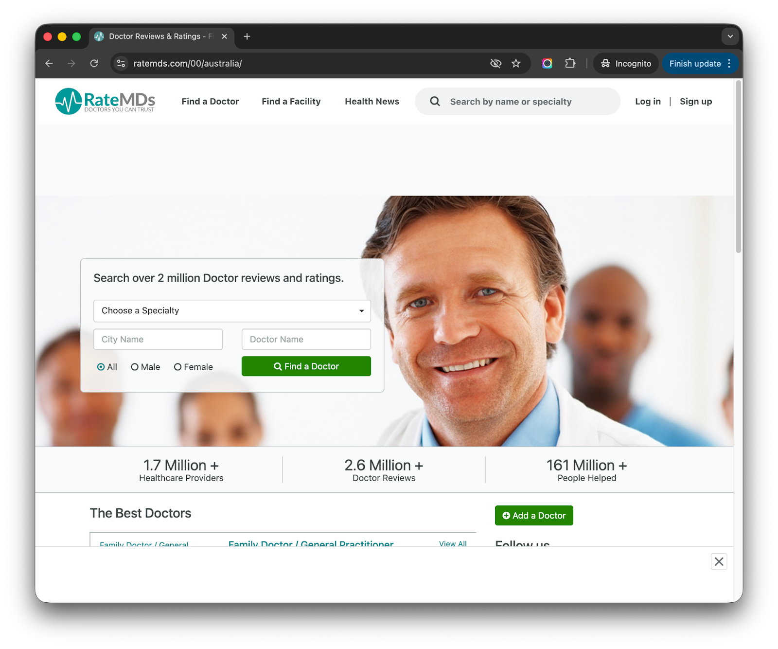 RateMDs website search portal for doctor reviews and healthcare provider ratings - Smart Reviews